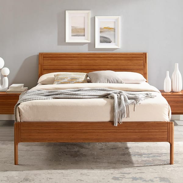 Unbranded Hansen Brown Copper Wood Frame King Platform Bed