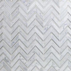 Royal Herringbone Winter 10-1/2 in. x 12 in. x 10 mm Polished Marble Mosaic Tile