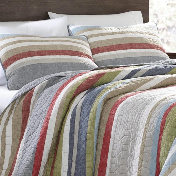 EDDIE BAUER Salmon Ladder 2-Piece Multicolored Striped Cotton Twin Quilt  Set 221107 - The Home Depot