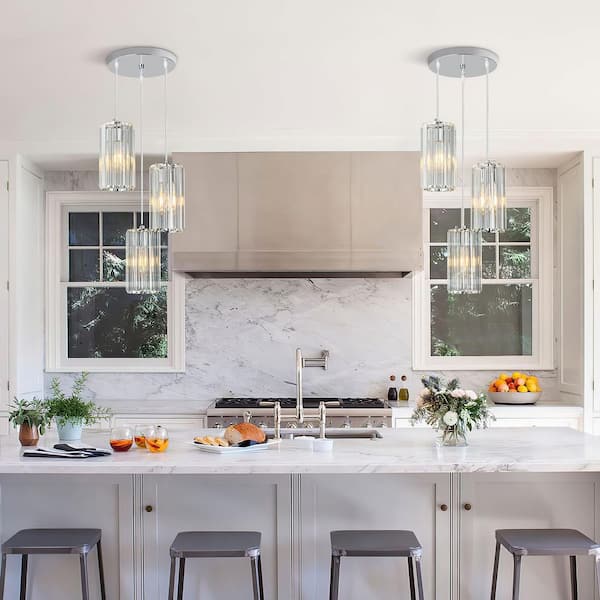 ZHLWIN Home Lighting 40-Watt 3 Light Chrome Modern Pendant Light