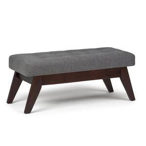 Draper 40 in. Wide Mid-Century Modern Rectangle Tufted Ottoman Bench in Slate Grey Linen Look Fabric