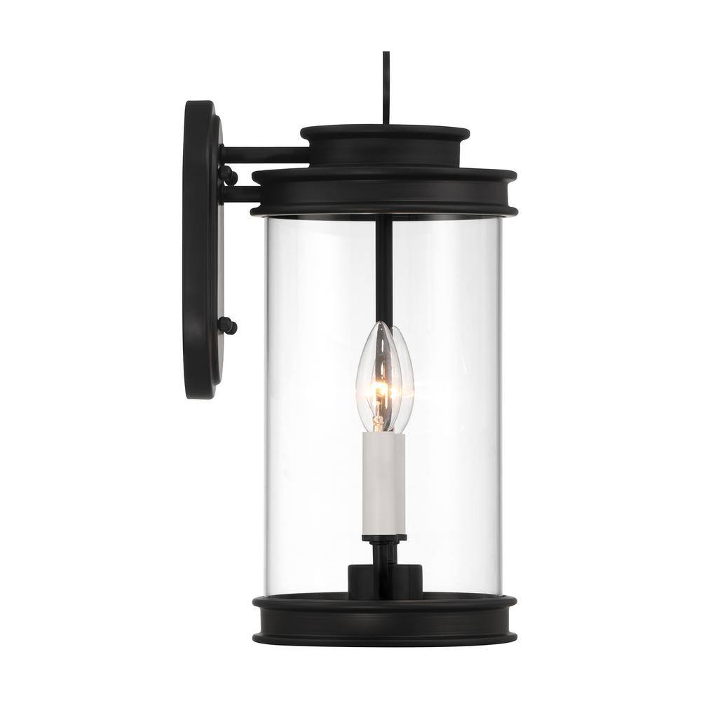 Matte Black Clear Glass 2-Light Outdoor Wall Lantern