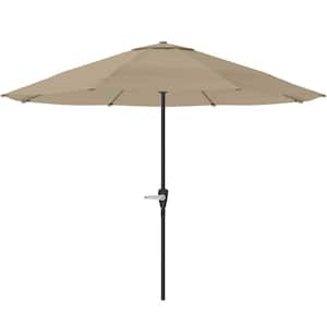 9 ft. Aluminum Outdoor Market Patio Umbrella with Hand Crank Lift in Sand