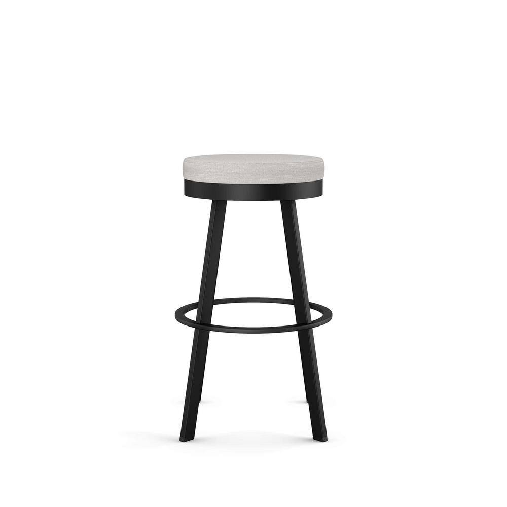 Swice Light Grey Polyester and Black Metal Swivel Counter Stool