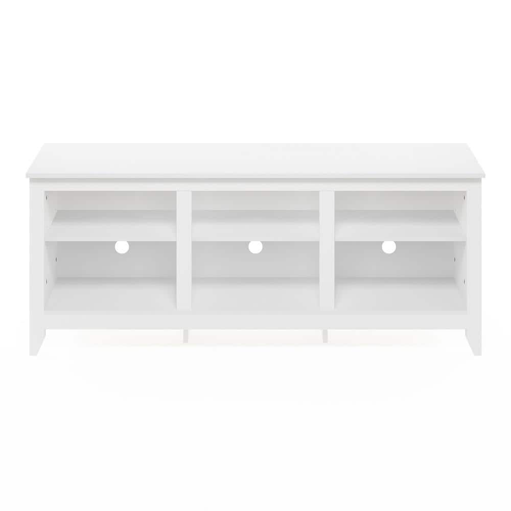 Solid White 60" Wood TV Entertainment Center with Mount