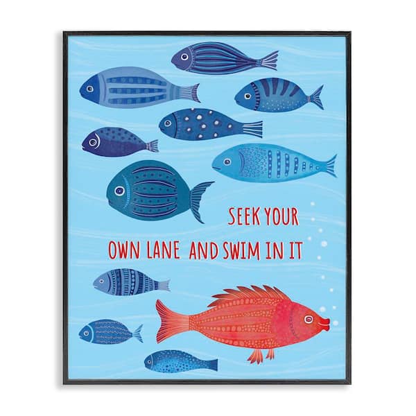 Stupell Industries Swim In Your Own Lane by Darlene Seale Black Framed Coastal Giclee Art Print 20 in. x 16 in.