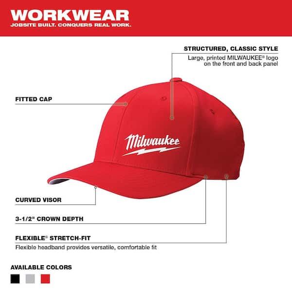 Milwaukee 504R-SM Flexfit Fitted Hat - Red S/M