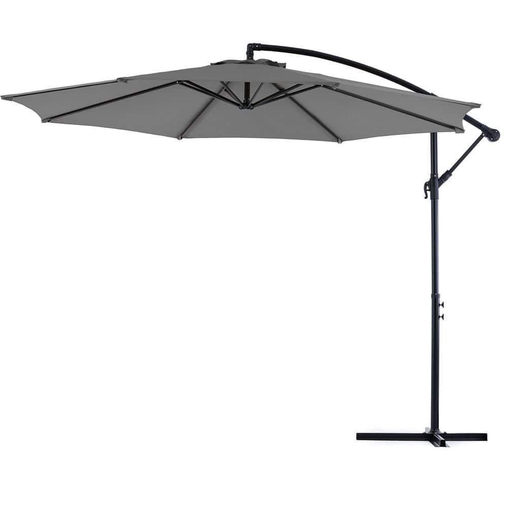 Cantilever Umbrella, 10 ft. Metal Cantilever Patio Umbrella in Gray