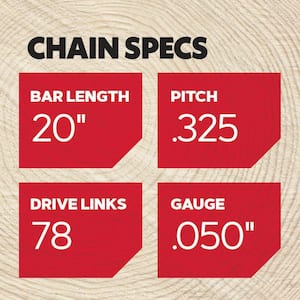 Chainsaw Chain for 20in. Bar Fits, Echo, Husqvarna, John Deere, Poulan, Jonsered, Craftsman, Makita and Others