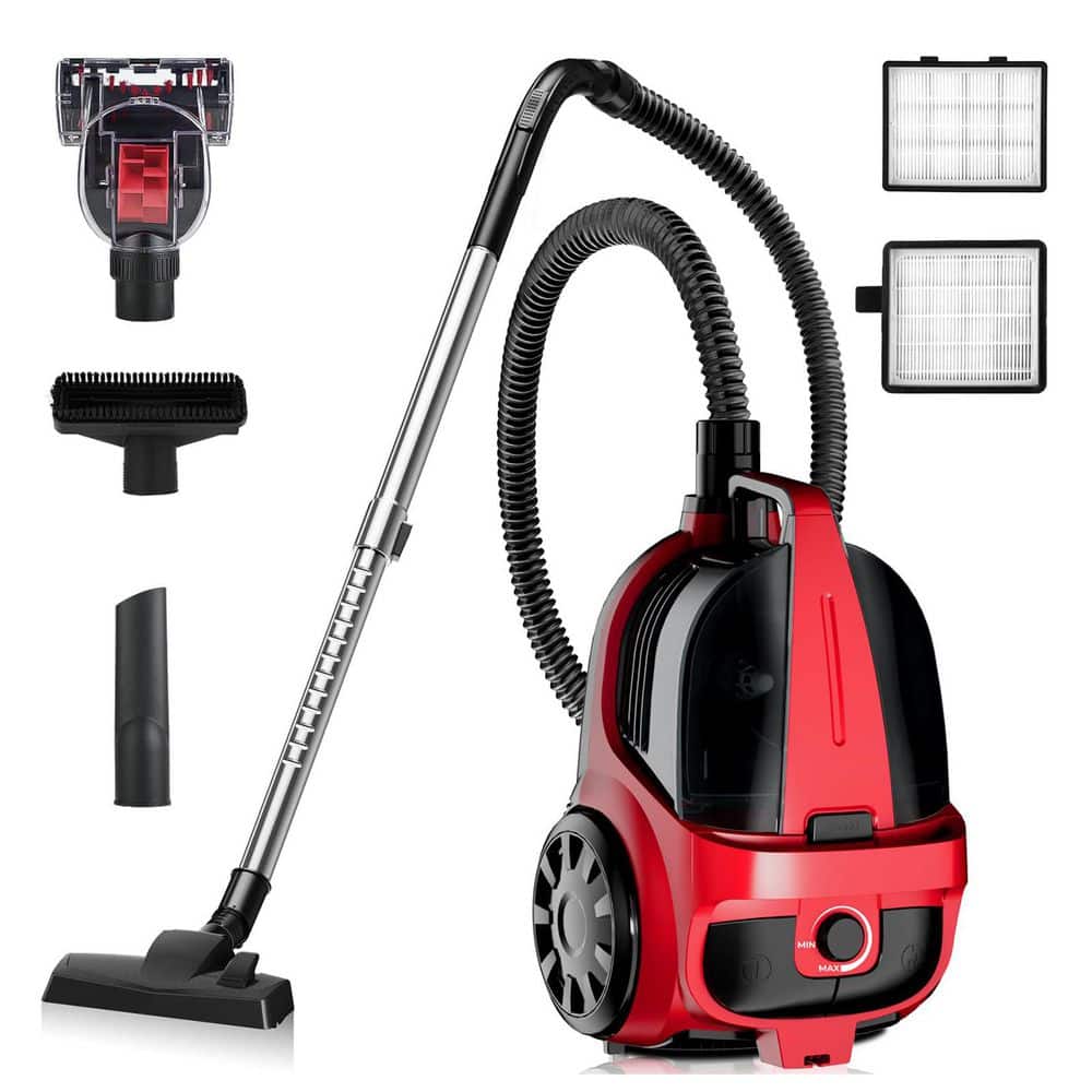 1600W Bagless Corded Canister Vacuum w 45kPa Strong Suction, 4L Dust Cup, HEPA Filter for Carpet Floor Pet Hair, Red price history on PriceWatchPro