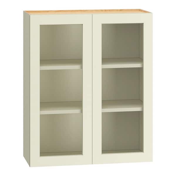 QuickShip Cottage 30 in. W x 12 in. D x 36 in. H Assembled Plywood Cut for Glass Specialty Wall Cabinet in Starlight