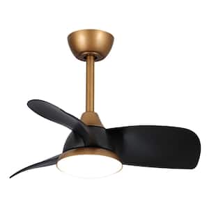 28 in. Integrated LED Brass Gold Ceiling Fan with Light and Remote Control