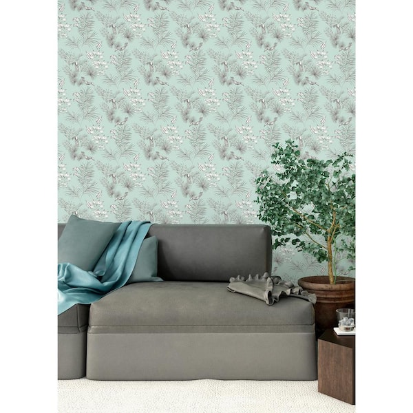 Shelly Green Mint Toucan Toile Wallpaper