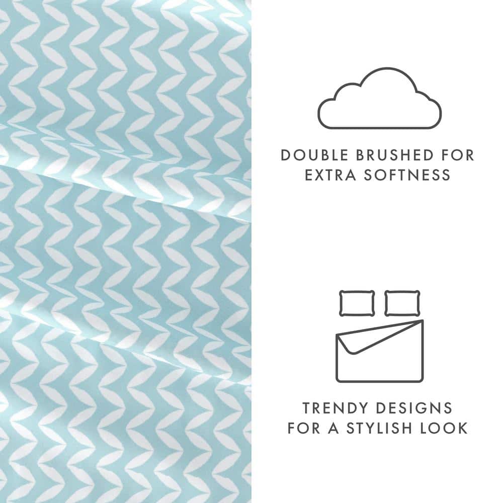 Light Blue Chevron Twin Microfiber Sheet Set with Deep Pockets
