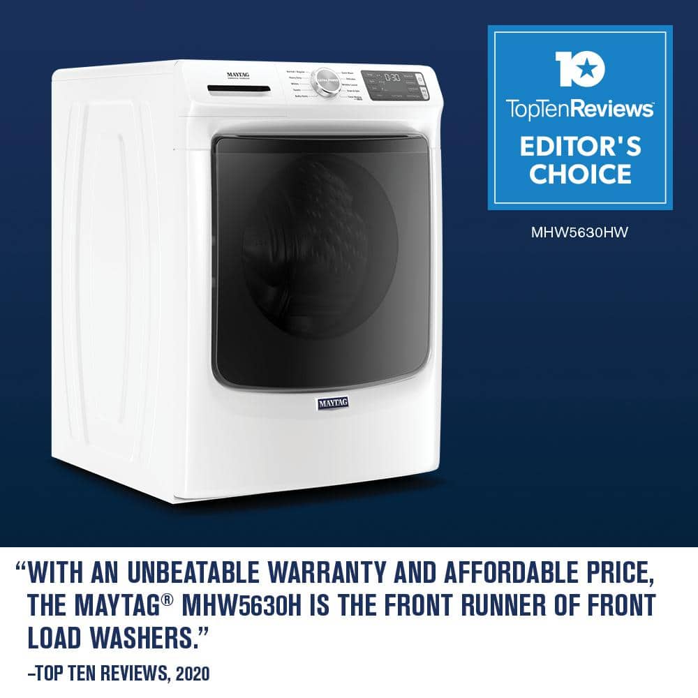 White High Efficiency Stackable Front Load Washer with Steam Setting