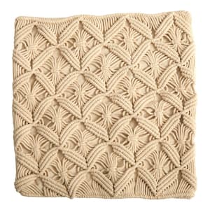 18 in. Boho Diamond Woven Macrame Decorative Pillow Cover