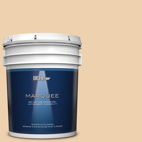BEHR MARQUEE 5 gal. #MQ3-43 Ceramic Beige One-Coat Hide Satin Enamel Interior Paint & Primer