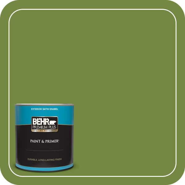 BEHR PREMIUM PLUS 1 qt. #MQ4-44 Green Dynasty Satin Enamel Exterior Paint & Primer