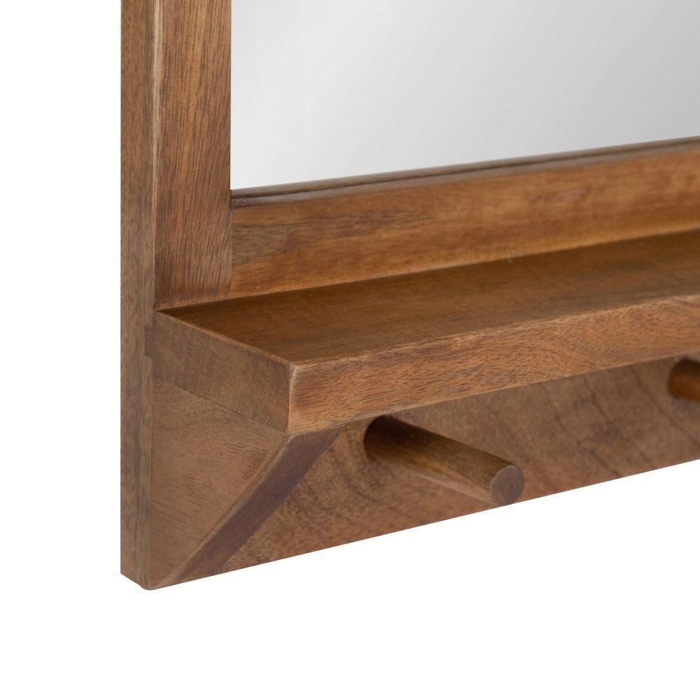 Andover Arched Mango Wood Mirror with Display Shelf and Hooks