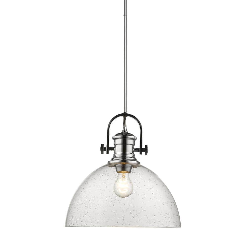 Hines 1-Light Chrome and Seeded Glass Pendant price history on PriceWatchPro