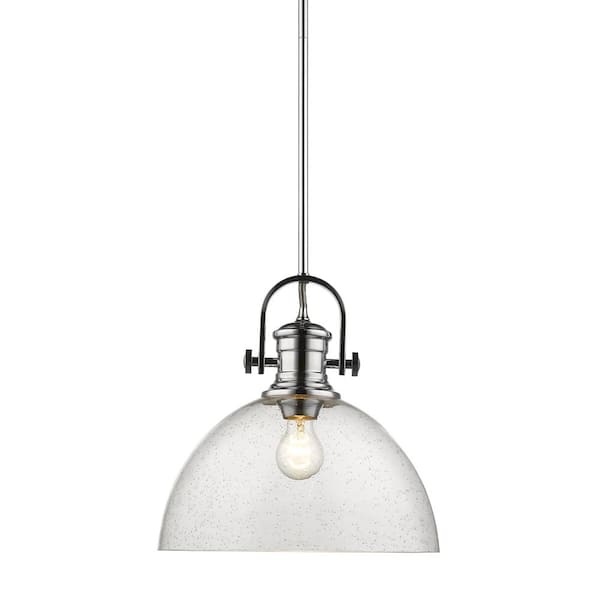 Hines 1-Light Chrome and Seeded Glass Pendant