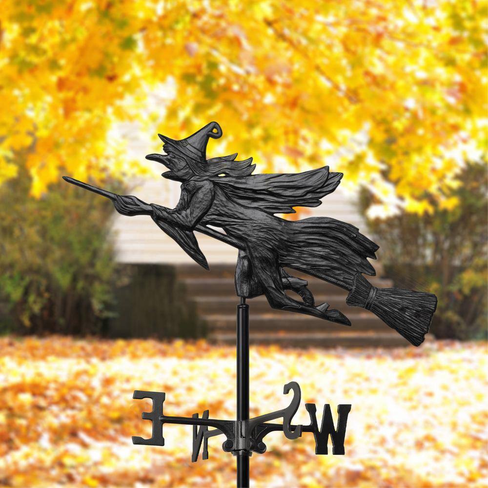 Black Aluminum Flying Witch Garden Weathervane