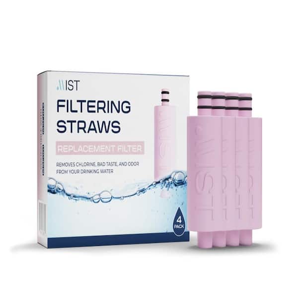 Mist Replacement Water Filter for Filtering Reusable Straws, Pink 4-Pack