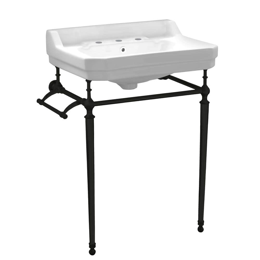 24 in. Console Sink with Integrated Rectangular Bowl, Solid Brass Leg Supports and Side Towel Bar price history on PriceWatchPro