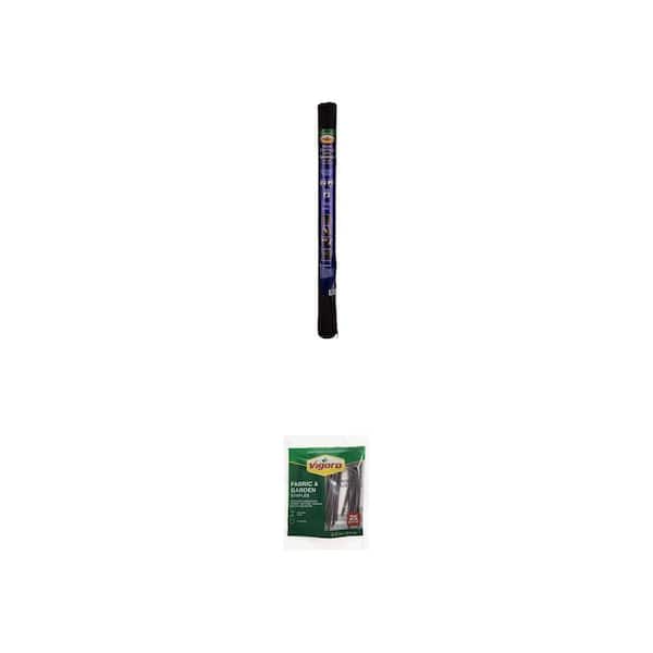 4 ft. x 100 ft. Weed Barrier Landscape Fabric with 3.5 in. Garden Staples (25-Pack) Combo