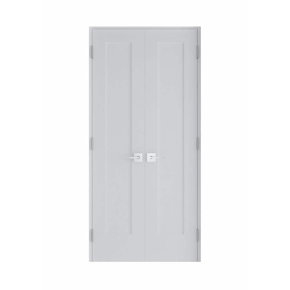 48 in. x 80 in. White Solid Core Prehung French Door with Oil Rubbed Bronze Hinges