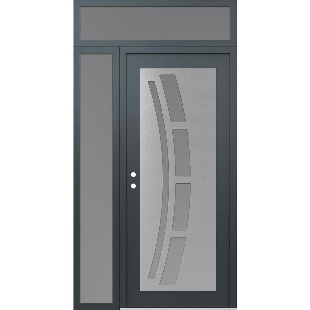 C12 50 in. x 96 in. Silver P Right-Hand/Inswing Frosted Glass Anth/Anth Sidelite Plus Transom Steel Prehung Front Door price history on PriceWatchPro
