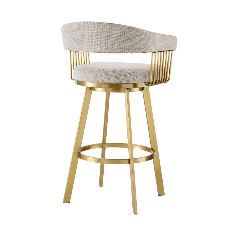 Chelsea 26" Taupe Swivel Counter Stool with Gold Metal Frame