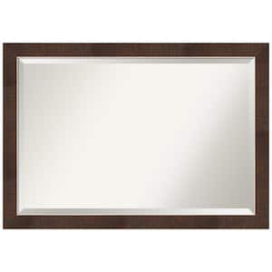 Medium Rectangle Wildwood Brown Beveled Glass Casual Mirror (28 in. H x 40 in. W)