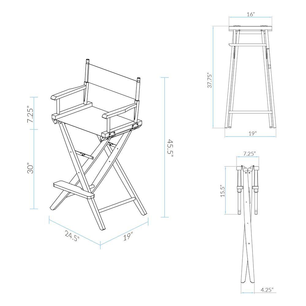 Royal Blue and Black 45.5'' Tall Wood Director's Chair