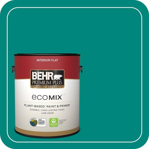 1 gal. #P450-7 Mystic Turquoise Flat EcoMix Plant-Based Interior Paint & Primer