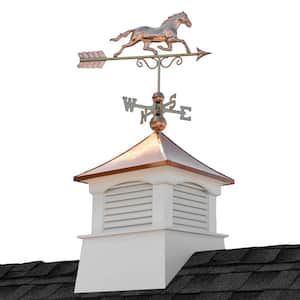 26 in. x 26 in. x 59 in. Coventry Vinyl Cupola with Copper Horse Weathervane