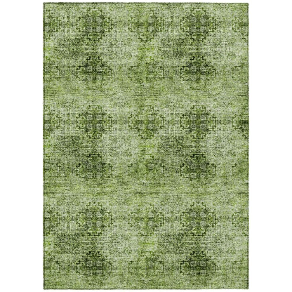 HomeRoots Olive Green 9 ft. x 12 ft. Woven Floral;Medallion Polyester ...
