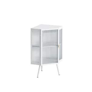 22.25 in. W x 16.54 in. D x 31.50 in. H White Metel Freestanding Linen Cabinet with Glass Door and Adjustable Shelf