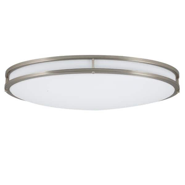 EnviroLite 24 in. Minimalist Brushed Nickel Selectable CCT Integrated LED Flush Mount for Kitchens