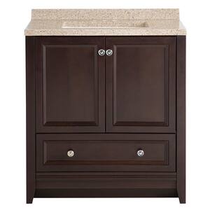 Delridge 30.5 in. W x 18.75 in. D x Bath Vanity in Chocolate with Cultured Marble Vanity Top in Caramel with White Sink