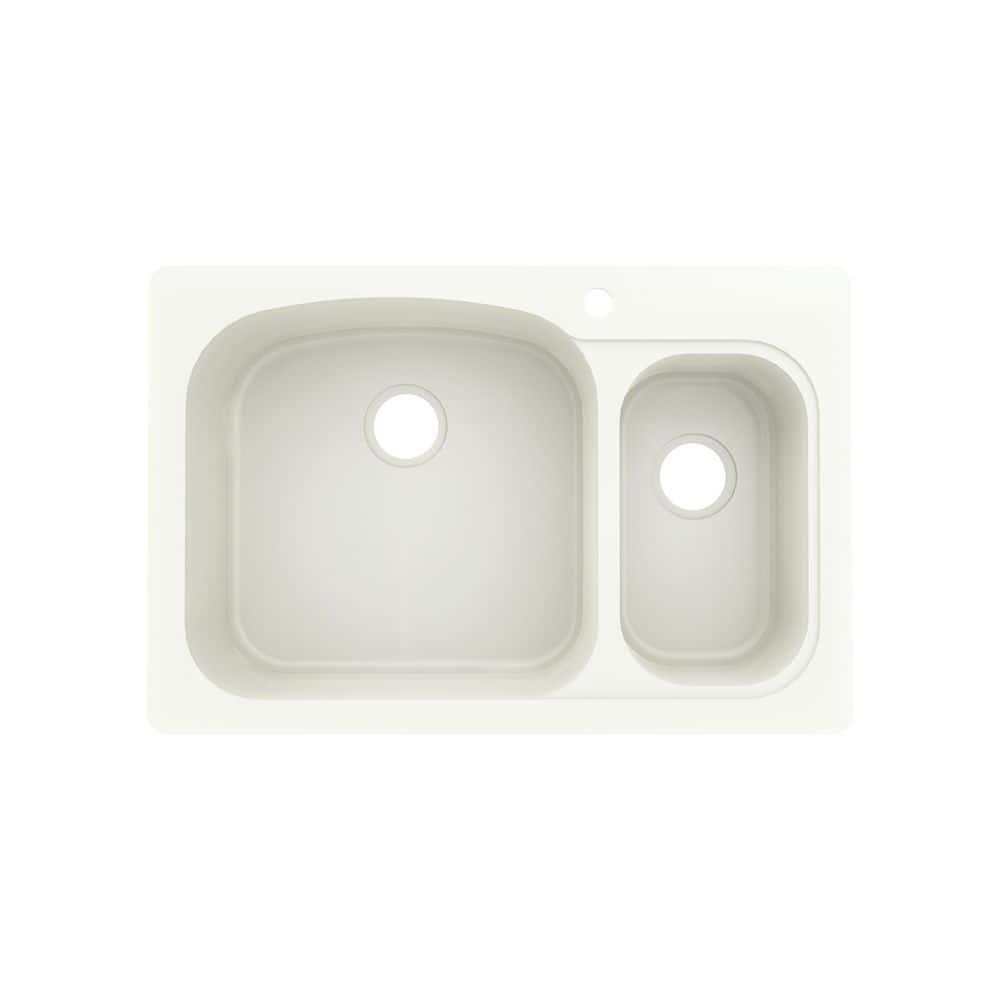 Swan Drop-In/Undermount Solid Surface 33 in. 1-Hole 70/30 Double