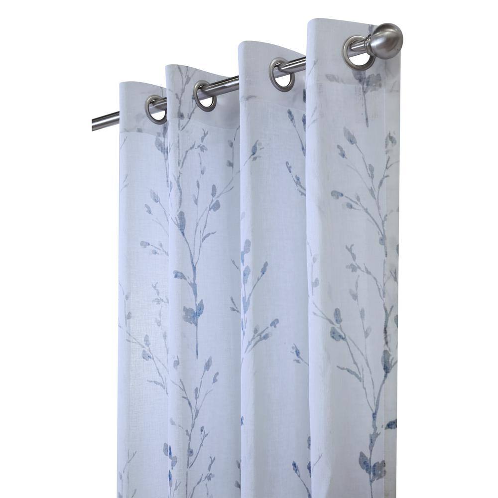 White Faux Linen Light-Filtering Grommet Curtain Panel, 52 x 95in