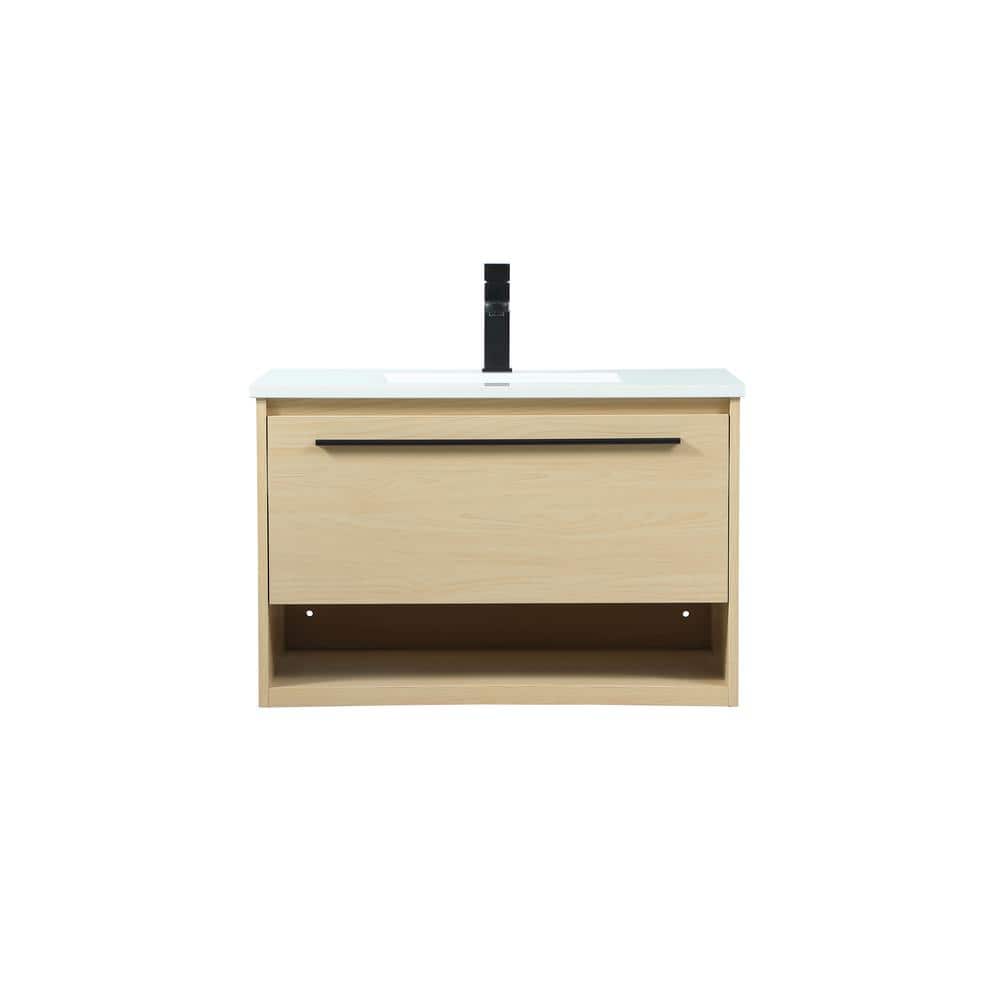 Timeless Home 30 in. W Single Bath Vanity in Maple with Engineered Stone Va