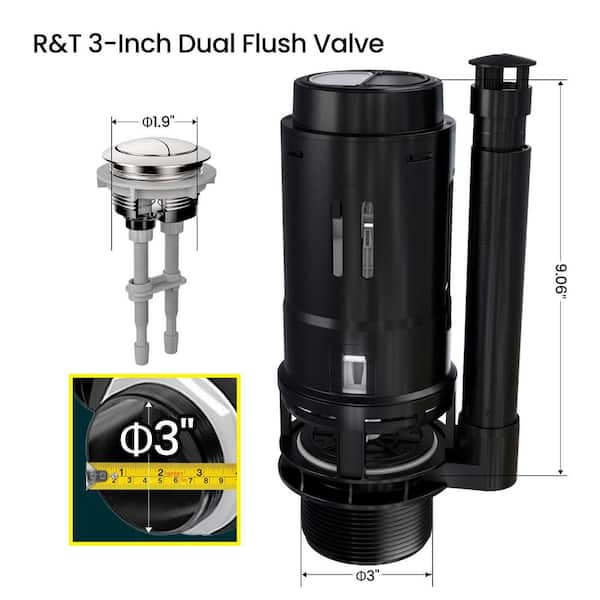 Dual Flush Toilet Cistern Valve Kit With Chrome Push Button – 1.5"/2" Outlet, Adjustable Overflow 18.5–33cm, ABS White, Water-Saving Replacement