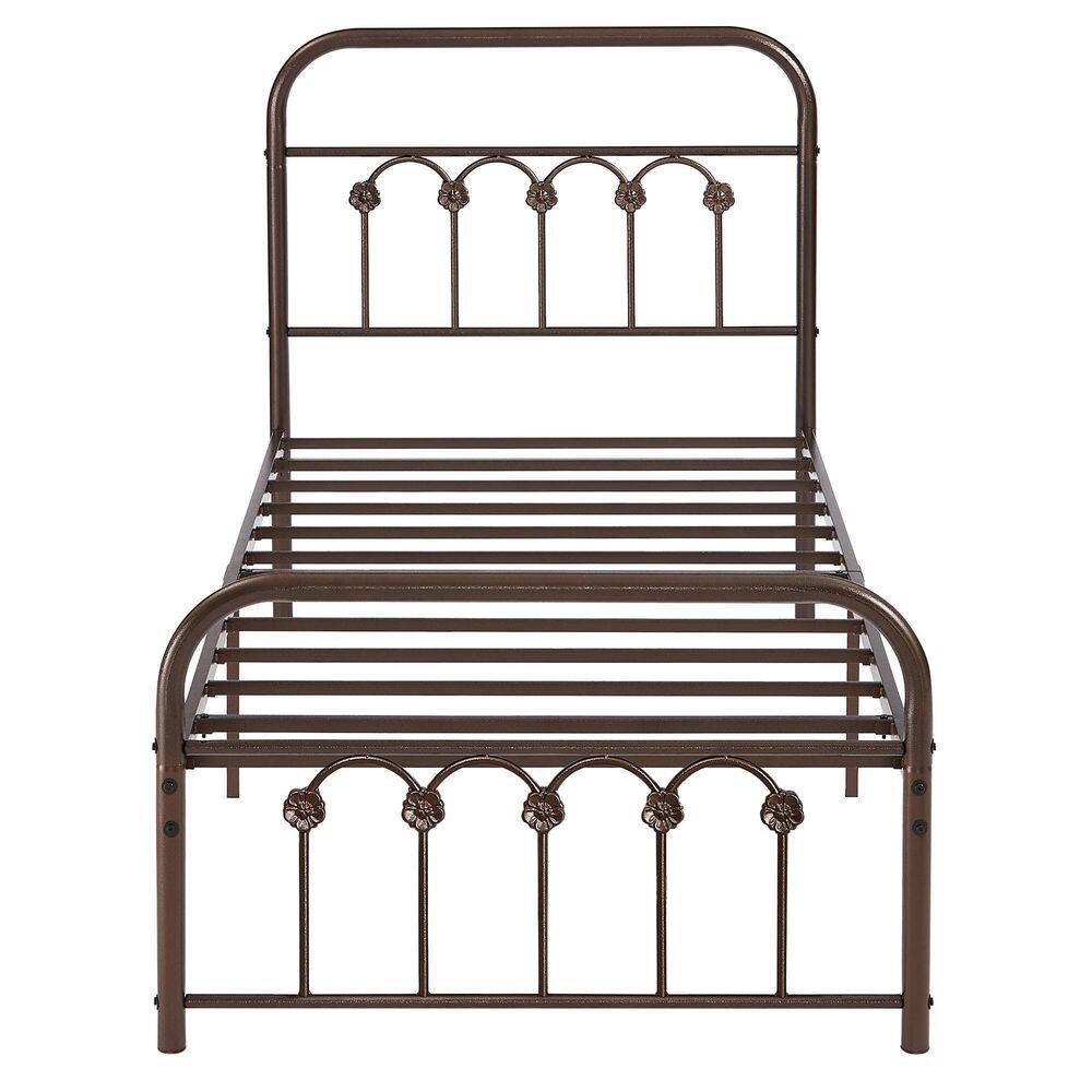 VECELO Classic Bed Frame Purple Bronze，Metal Frame Twin Size Platform