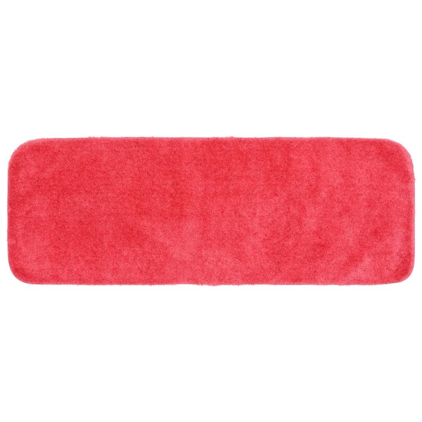 Garland Rug 22 in. x 60 in. Pink Hibiscus Traditional Plush Nylon Rectangle Bath Rug