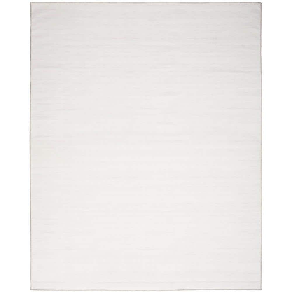 Ivory Grey 9' x 12' Washable Viscose Area Rug