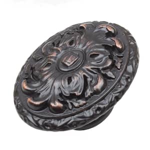 2 in. Dia Oil Rubbed Bronze Old World Ornate Oval Cabinet Knob (10-Pack)