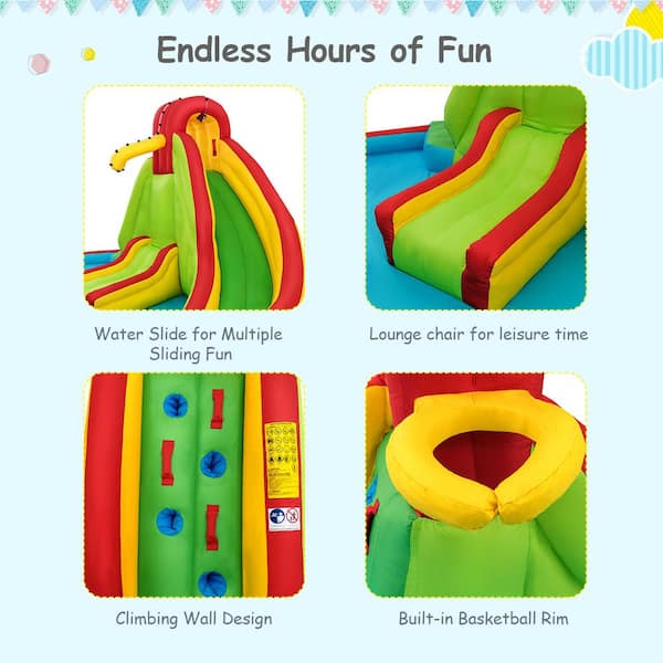 Costway Multi-Color Kids Inflatable Water Slide Park with Climbing 