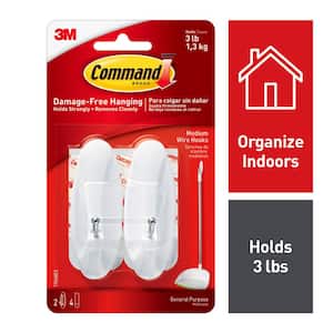 Command 5 lb. Large White Wire Hook (1 Hook, 2 Strips) 17069-ES